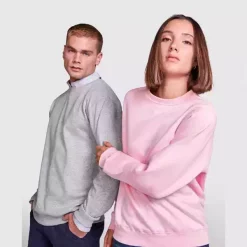 Sweat unisexe au design sobre avec col, poignets et ceinture côtelés pour une coupe ajustée.