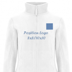 Logo poitrine gauche sur veste polaire femme personnalisée