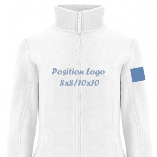 Logo bras gauche sur veste polaire femme personnalisée