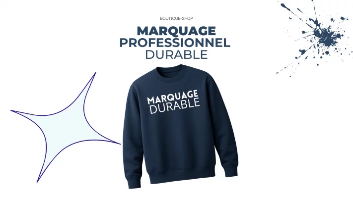 T-shirt noir avec marquage professionnel durable, atelier Lyon.