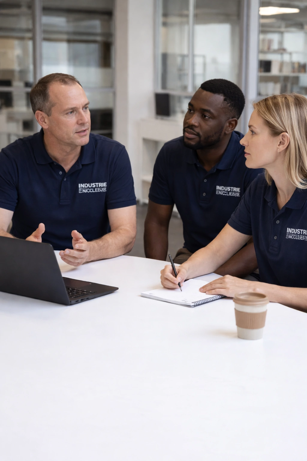 Équipe de salariés d’une PME participant à une réunion organisée le responsable