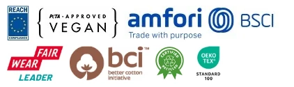 Labels B&C ID.333 : REACH, PETA Vegan, amfori BSCI, Fair Wear Leader, BCI, Oeko-Tex Standard 100